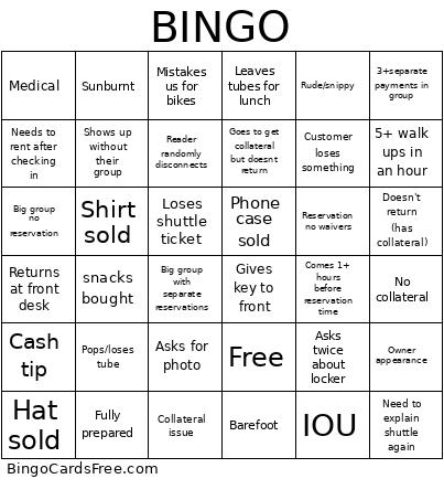 Tubing Bingo