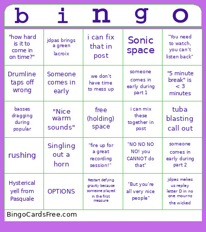 Tu Bingo Card