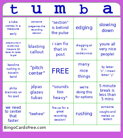 Tuooo Bingo Card
