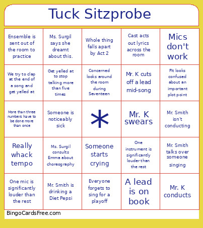 Tuck Sitzprobe Bingo Card