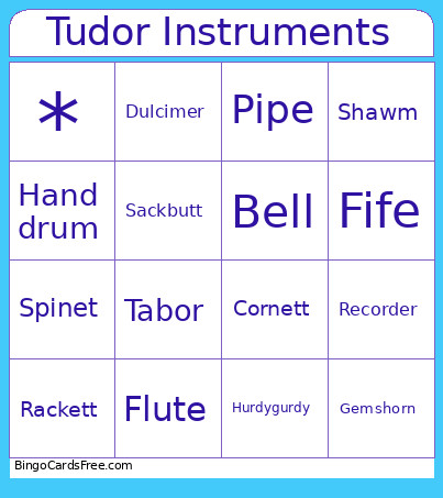 Tudor Instruments Bingo Card