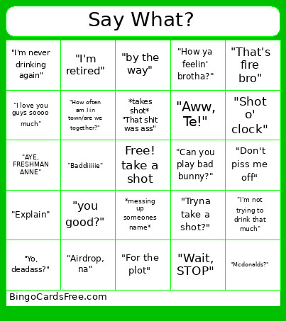 Tunas 21st Bingo Card