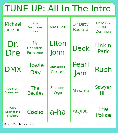 TUNE UP: All In The Intro Bingo Card