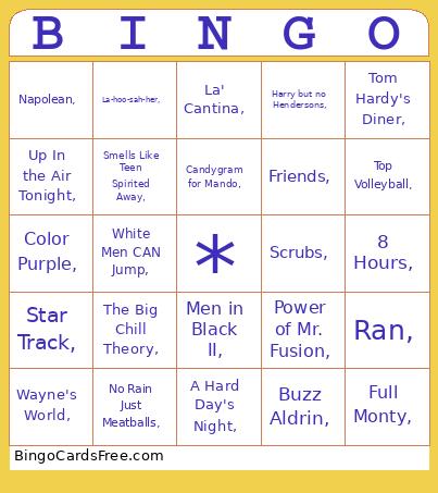 Tunes Bingo Card