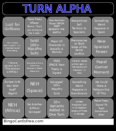 Turn Alpha Bingo Card