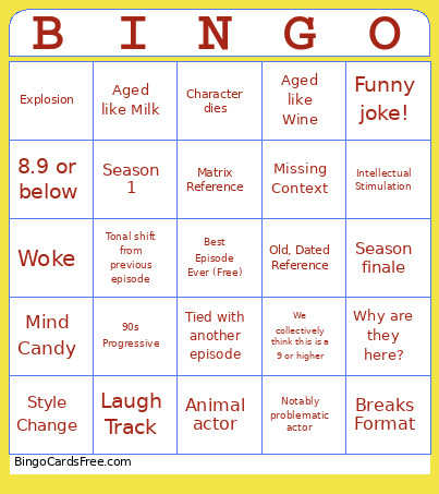 TV Bingo Card