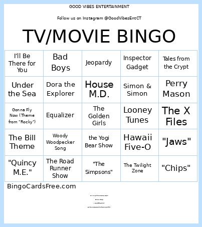 TV/MOVIE BINGO