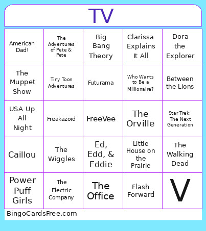 TV Show Bingo Card
