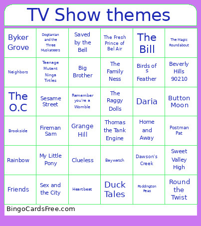 TV Show Themes Bingo Card