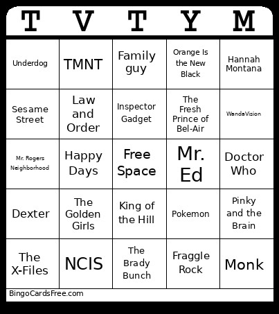 TV Show Themes Music Bingo Card