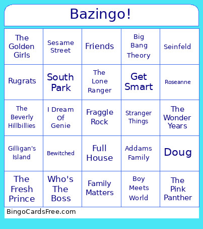 TV Theme Songs Bingo Card