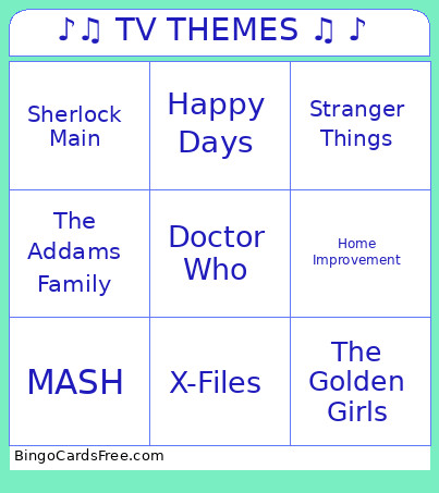 ♪♫ TV THEMES ♫ ♪ Bingo Card