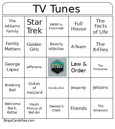 TV Tunes Bingo Card