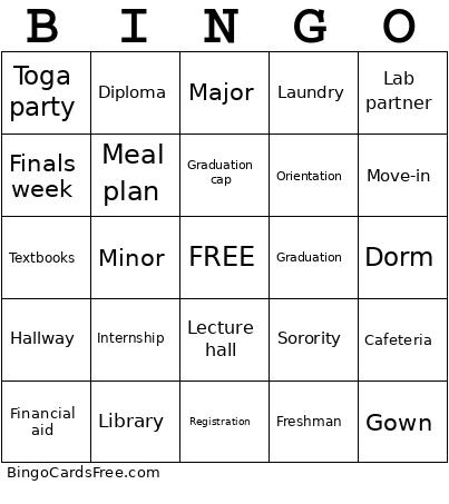 Tvisha's Grad Party Bingo Card