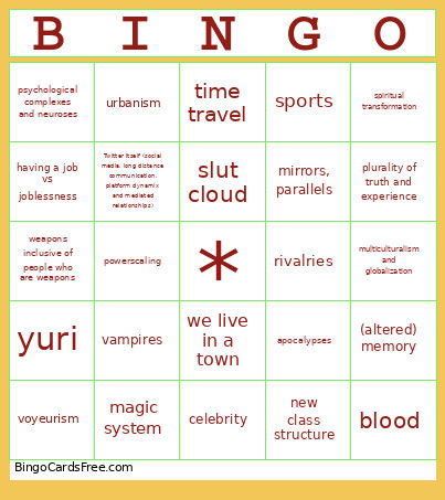 Tw3 Short Story Collection Themes Bingo Card