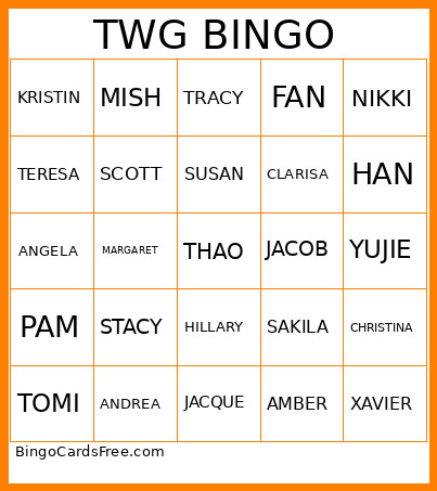 TWG Bingo Card