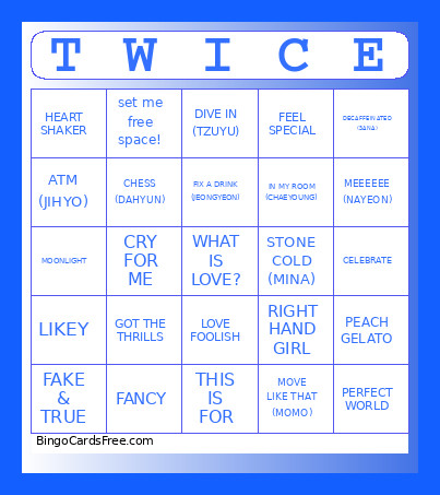 TWICE MUSIC Bingo Card