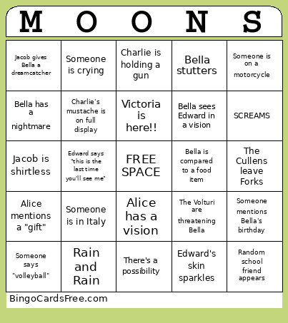 Twilight Bingo Card 2