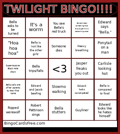 TWILIGHT !!!! Bingo Card