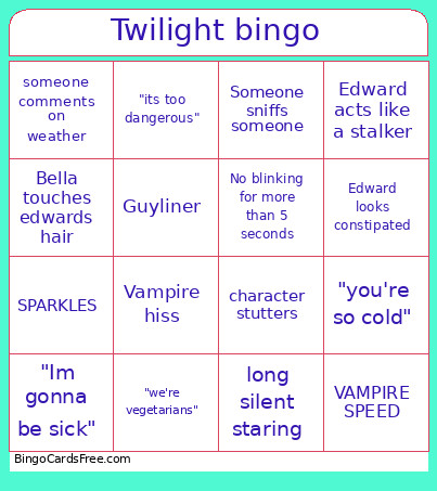 Twilight Bingo Card