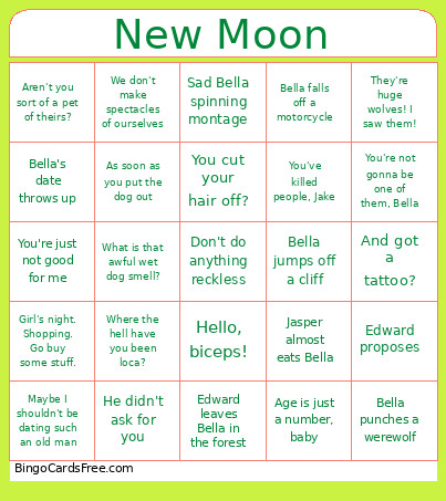 Twilight Bingo Card