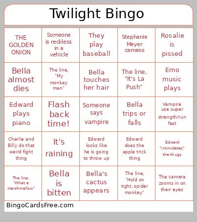 Twilight Bingo Card 2