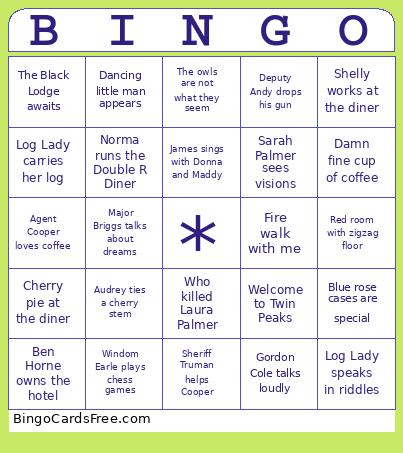 Twin Peaks Bingo Card 3