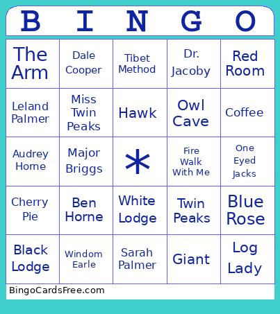 Twin Peaks Bingo Card