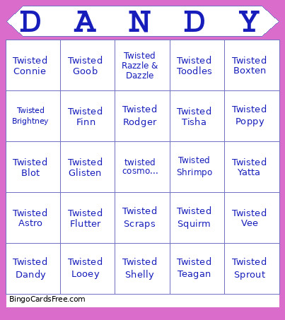 Twisted Bingo Card