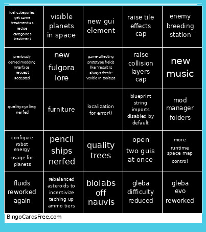 Two Point One Bingo Card
