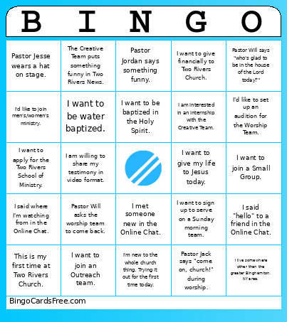 Two Rivers Online Campus Bingo Card