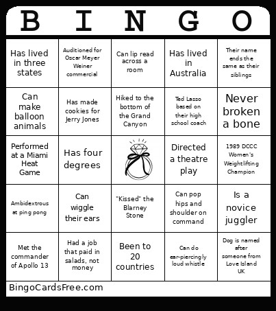 Tying The Knot Bingo Card