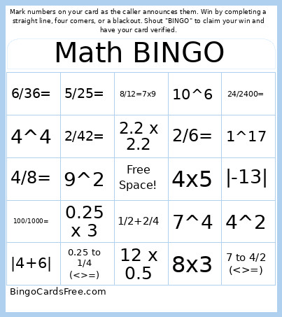 Tyler's Class Bingo Card