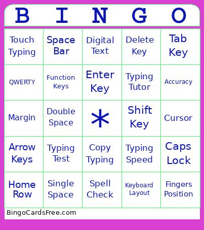 Typing Bingo Card