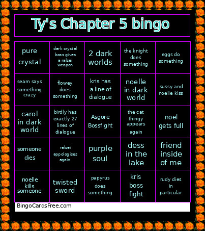 Ty's Chapter 5 Bingo Card