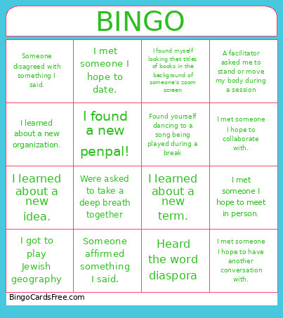 Tzedek Lab Bingo Card