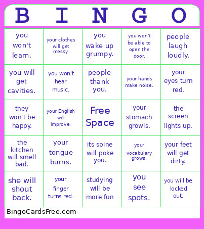 U6 - Zero And First Conditionals Bingo Card