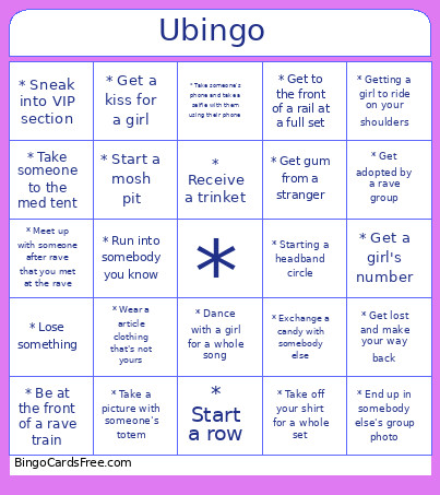 U Bingo Card