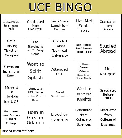 UCF Bingo Card