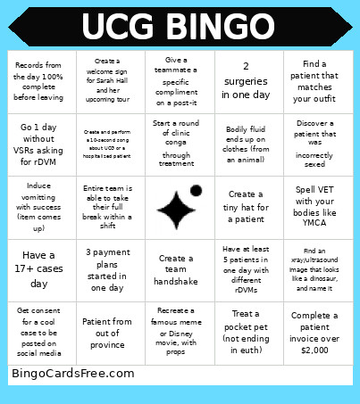 UCG Bingo Card