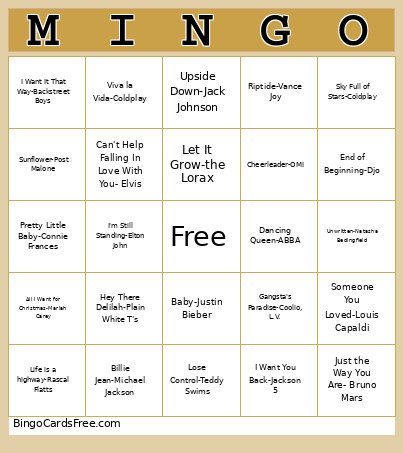 UCHC Mingo Bingo Card