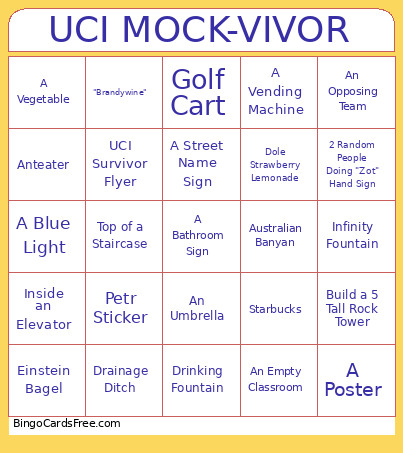 UCI MOCK-VIVOR Bingo Card