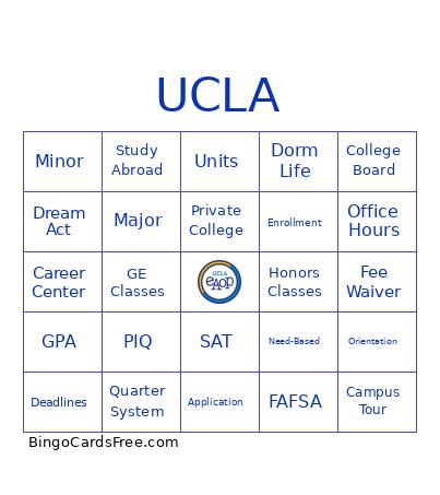 UCLA EAOP Bingo Card