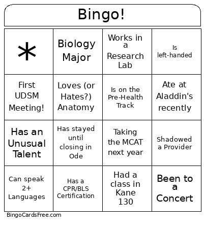 Udsm Mtg 1 Bingo Card