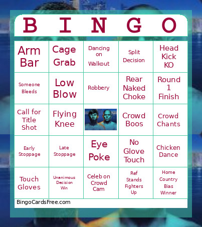 UFC Fight Night Ankalaev Guskov Bingo Card