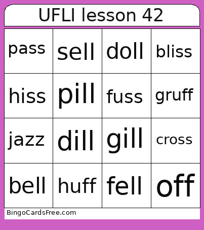 UFLI Lesson 42 Bingo Card