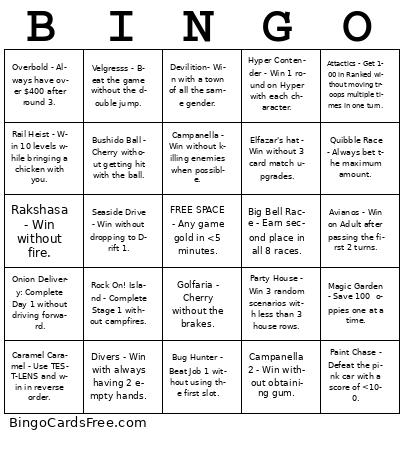 UFO 50: Bonus Challenges Bingo Cards Free Pdf Printable Game, Title: BINGO