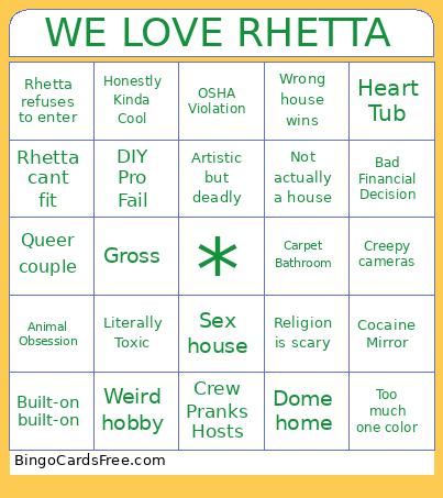 Ugliest Homes Season 6 Bingo Card