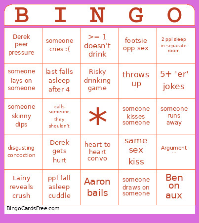 Uhuhuh Bingo Card