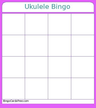 Ukulele Bingo Card